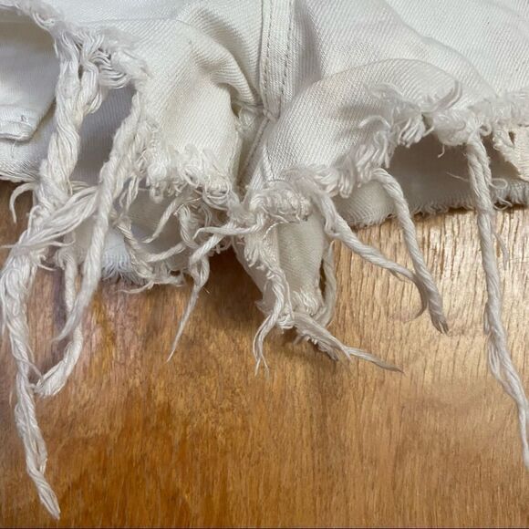 Free People White Distressed Boho Lace Jean Shorts - Picture 7 of 13